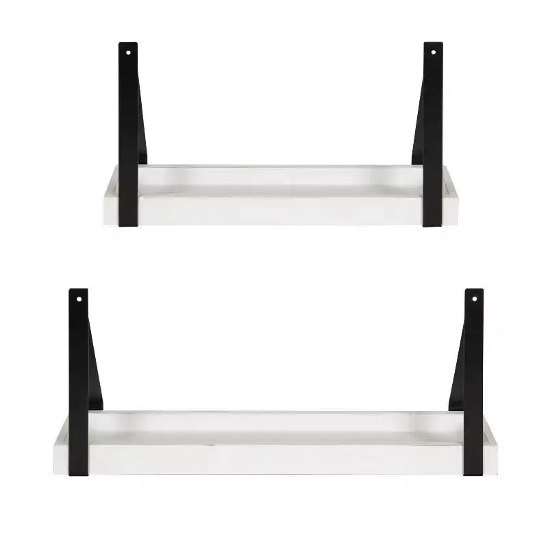 Mensole a muro galleggianti in legno bianco e nero, set da 2