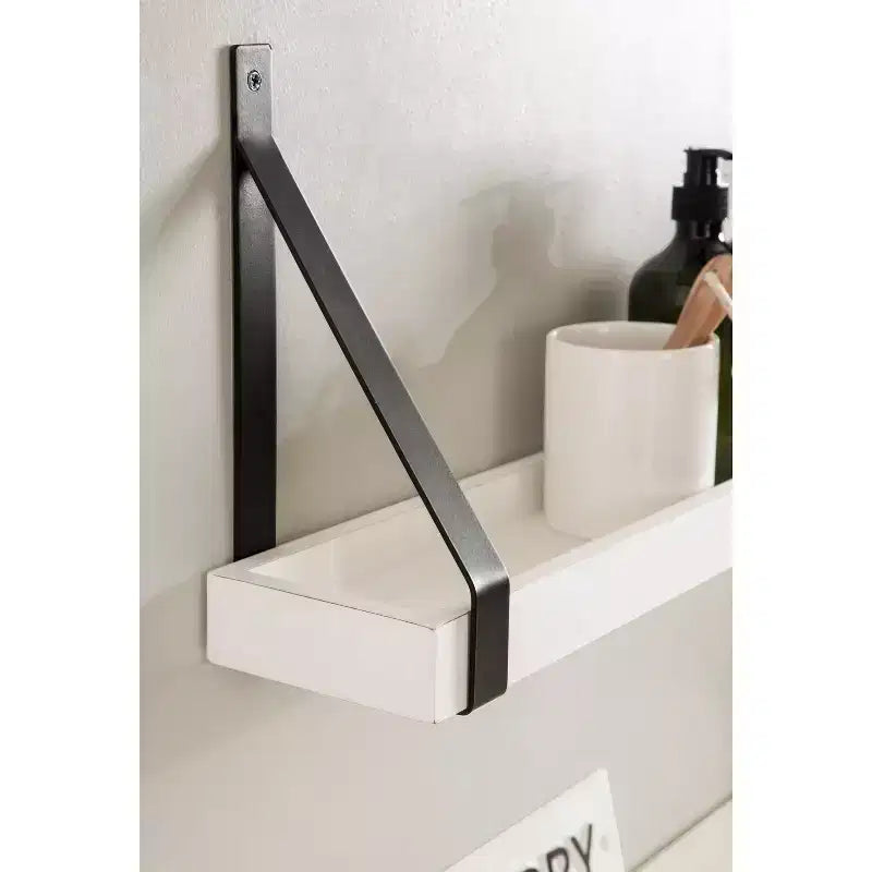 Mensole a muro galleggianti in legno bianco e nero, set da 2