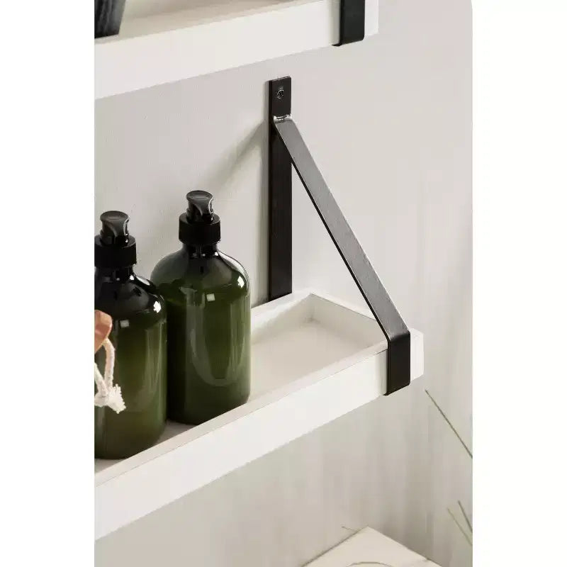 Mensole a muro galleggianti in legno bianco e nero, set da 2