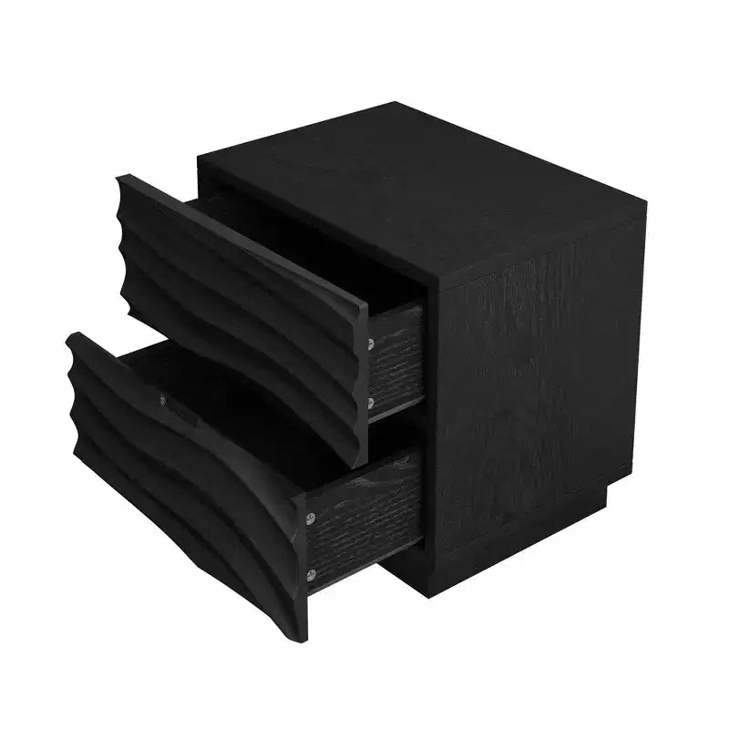 Comodino nero a 2 cassetti, stile moderno, uso individuale