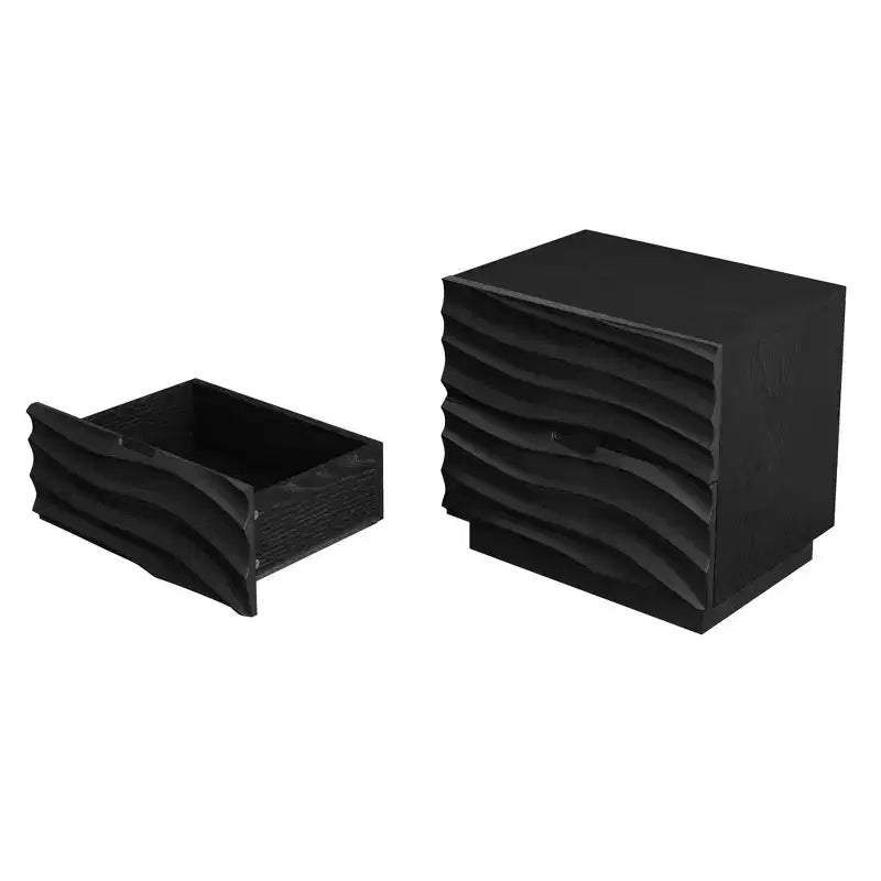 Comodino nero a 2 cassetti, stile moderno, uso individuale