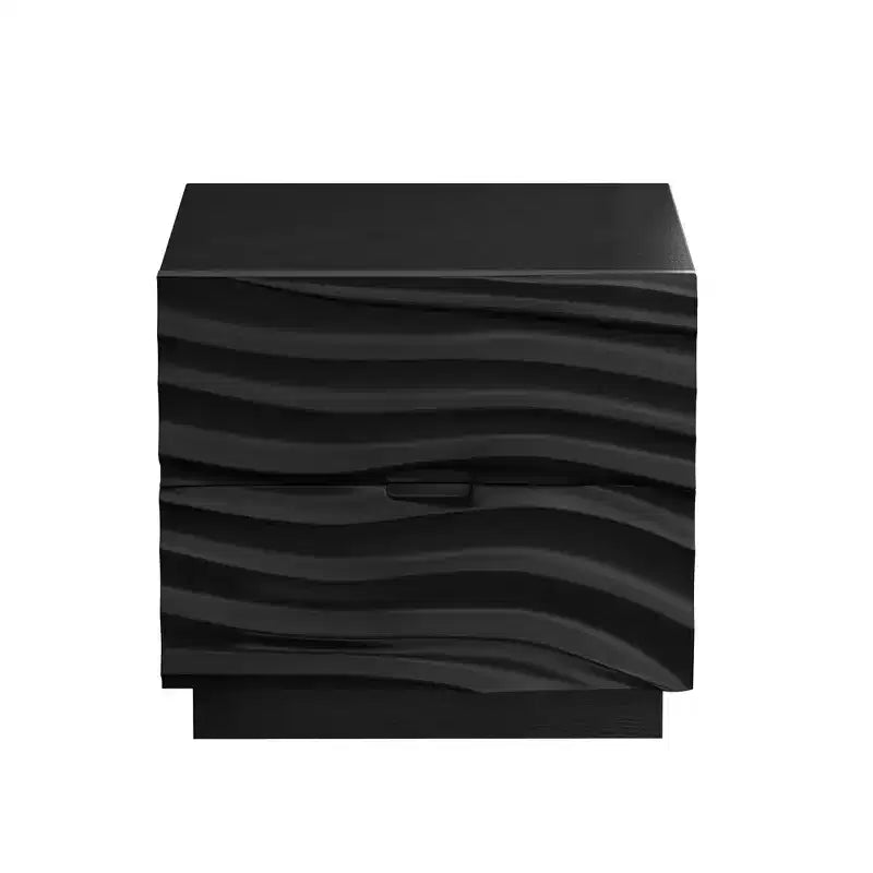 Comodino nero a 2 cassetti, stile moderno, uso individuale