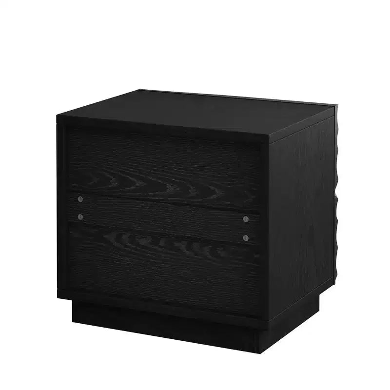 Comodino nero a 2 cassetti, stile moderno, uso individuale
