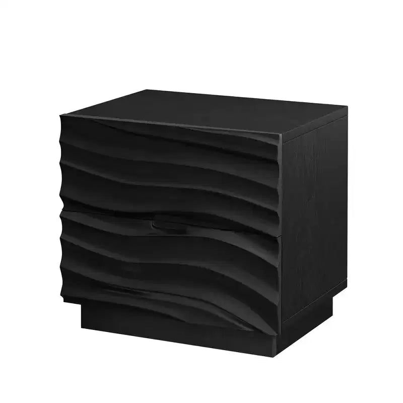 Comodino nero a 2 cassetti, stile moderno, uso individuale