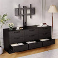 TV Stand with Mount for 55 Inch TV, 9 Drawer Dresser Entertainment Center with Storage, Modern Wood Media Console Table for Living Room Bedroom