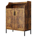 Modern Shoe Storage Cabinet  4-Tier Wooden Organizer with 3 Adjustable Shelves, Freestanding Hallway Entryway Cabinet
