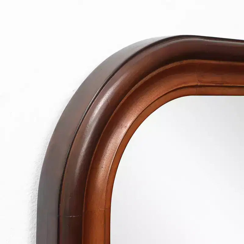 Specchio da parete marrone con cornice ad arco in legno di pino, 110 cm H x 60 cm L, 1 pannello, montaggio a parete