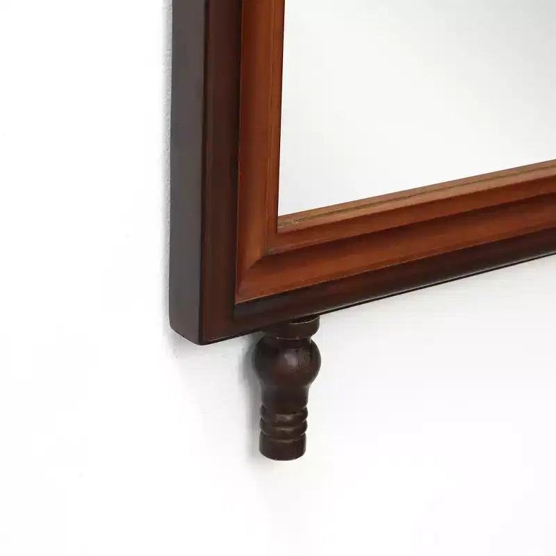 Specchio da parete marrone con cornice ad arco in legno di pino, 110 cm H x 60 cm L, 1 pannello, montaggio a parete