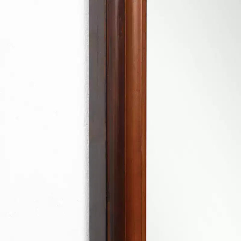Specchio da parete marrone con cornice ad arco in legno di pino, 110 cm H x 60 cm L, 1 pannello, montaggio a parete