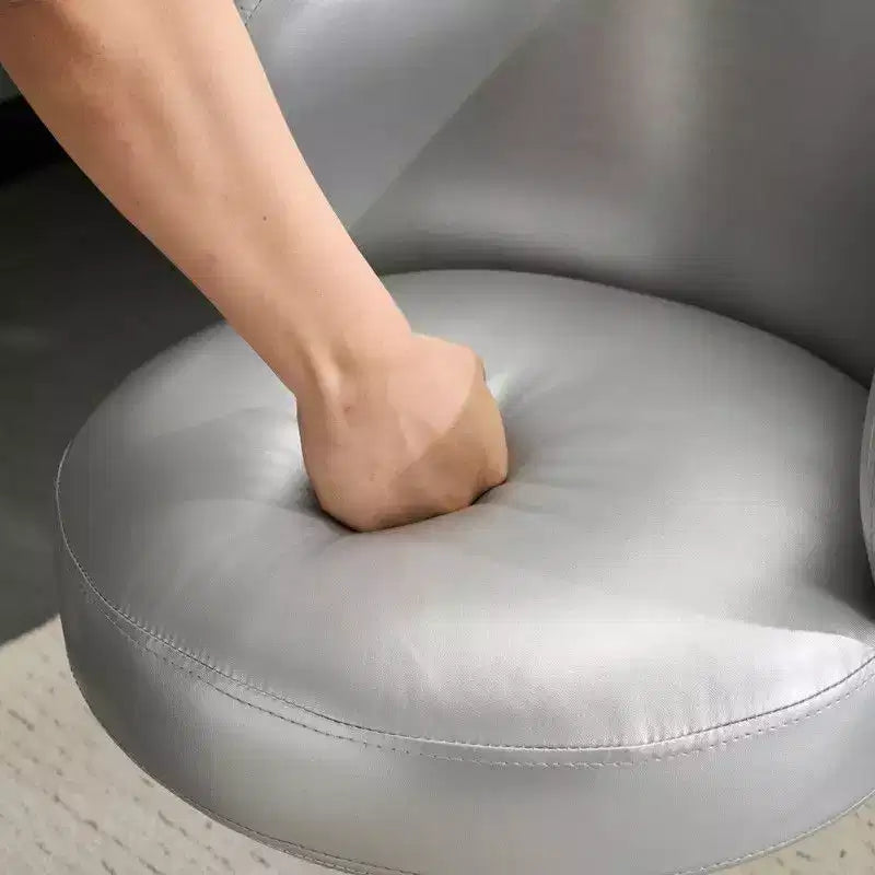 Sedia da ufficio girevole in PU argento/bianca senza braccioli, altezza regolabile, 1 persona