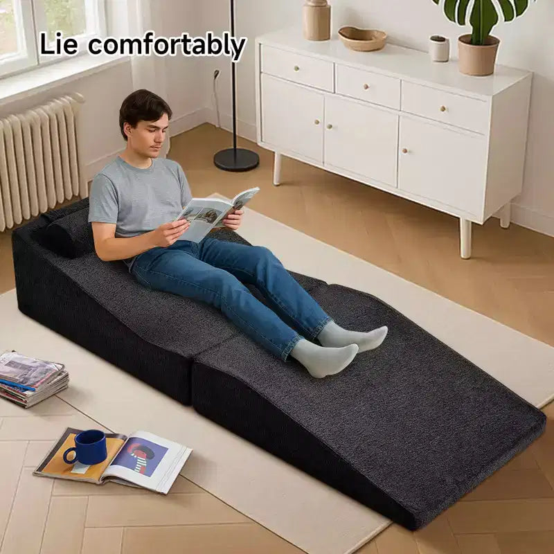 Divano Letto Tatami Pieghevole – Spugna ad Alta Densità, Seduta Singola, Beige / Nero / Blu / Grigio / Giallo