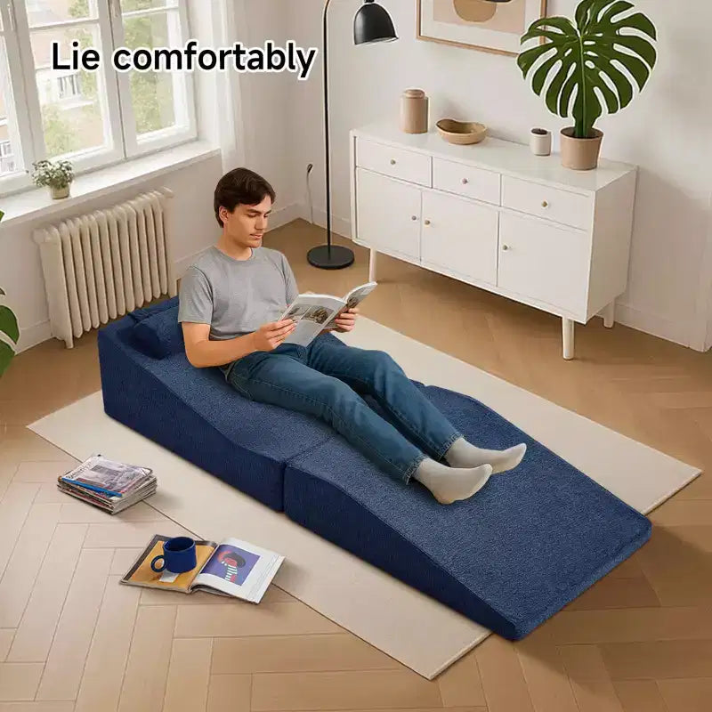 Divano Letto Tatami Pieghevole – Spugna ad Alta Densità, Seduta Singola, Beige / Nero / Blu / Grigio / Giallo