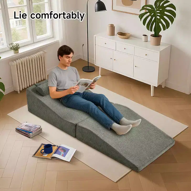Divano Letto Tatami Pieghevole – Spugna ad Alta Densità, Seduta Singola, Beige / Nero / Blu / Grigio / Giallo