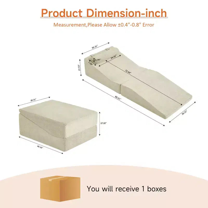 Divano Letto Tatami Pieghevole – Spugna ad Alta Densità, Seduta Singola, Beige / Nero / Blu / Grigio / Giallo