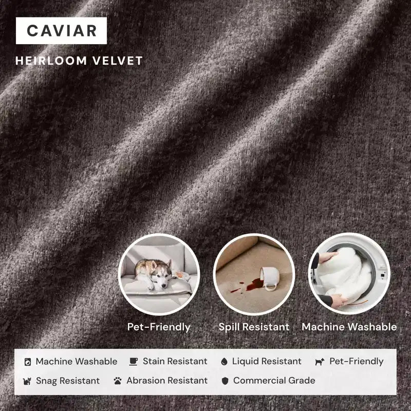 Divano modulare a 2 posti + pouf | Velluto Heirloom / Velluto di lino / Tessuto felpato | 2 posti a sedere