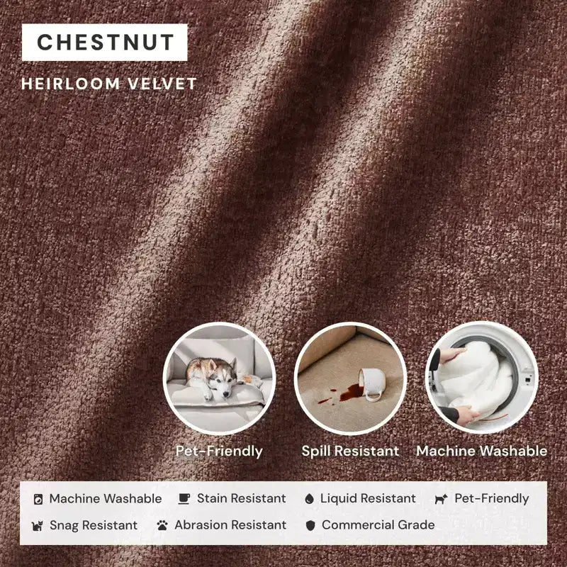 Divano modulare a 2 posti + pouf | Velluto Heirloom / Velluto di lino / Tessuto felpato | 2 posti a sedere