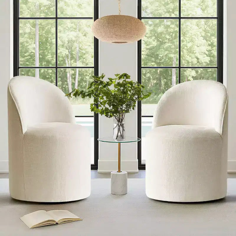Poltrona girevole accent in ciniglia senza braccioli con rotelle – Beige / Nero / Brie / Marrone / Verde oliva, Posti a sedere 1