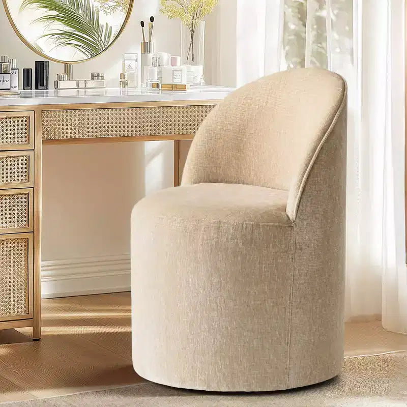 Poltrona girevole accent in ciniglia senza braccioli con rotelle – Beige / Nero / Brie / Marrone / Verde oliva, Posti a sedere 1