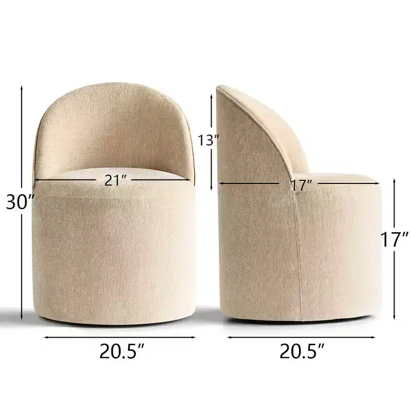 Poltrona girevole accent in ciniglia senza braccioli con rotelle – Beige / Nero / Brie / Marrone / Verde oliva, Posti a sedere 1