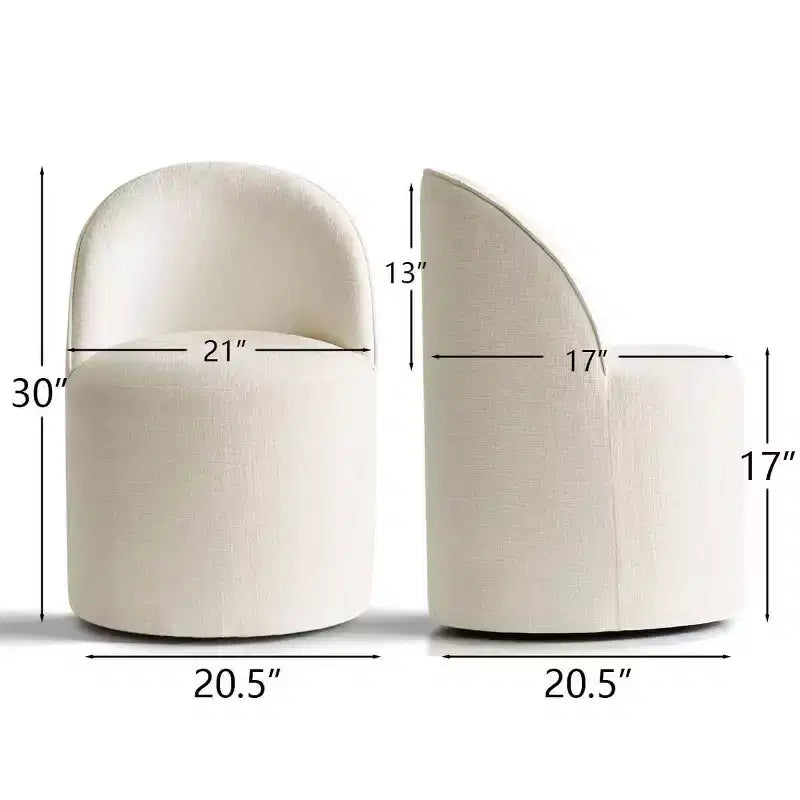 Poltrona girevole accent in ciniglia senza braccioli con rotelle – Beige / Nero / Brie / Marrone / Verde oliva, Posti a sedere 1