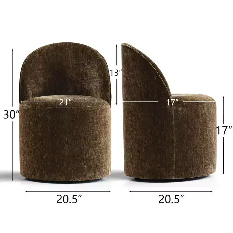 Poltrona girevole accent in ciniglia senza braccioli con rotelle – Beige / Nero / Brie / Marrone / Verde oliva, Posti a sedere 1