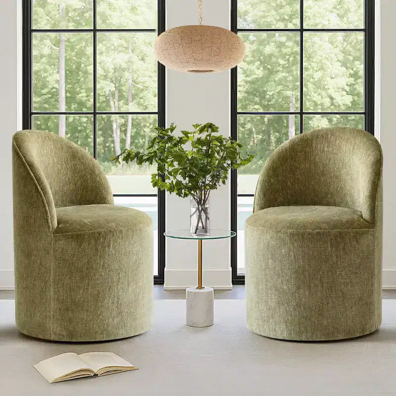Poltrona girevole accent in ciniglia senza braccioli con rotelle – Beige / Nero / Brie / Marrone / Verde oliva, Posti a sedere 1