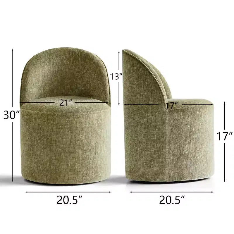 Poltrona girevole accent in ciniglia senza braccioli con rotelle – Beige / Nero / Brie / Marrone / Verde oliva, Posti a sedere 1