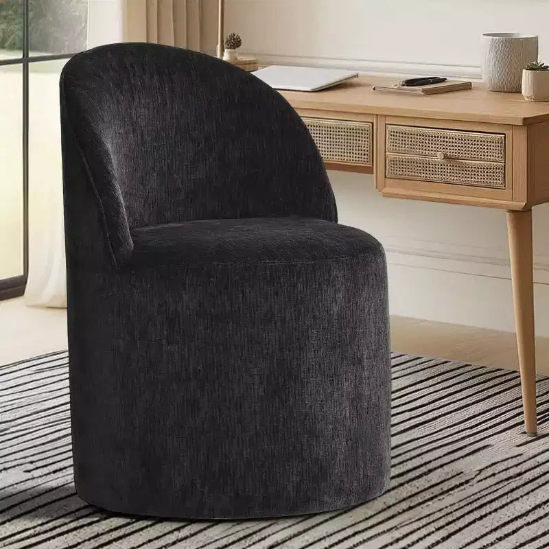 Poltrona girevole accent in ciniglia senza braccioli con rotelle – Beige / Nero / Brie / Marrone / Verde oliva, Posti a sedere 1