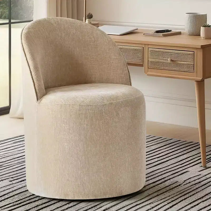 Poltrona girevole accent in ciniglia senza braccioli con rotelle – Beige / Nero / Brie / Marrone / Verde oliva, Posti a sedere 1