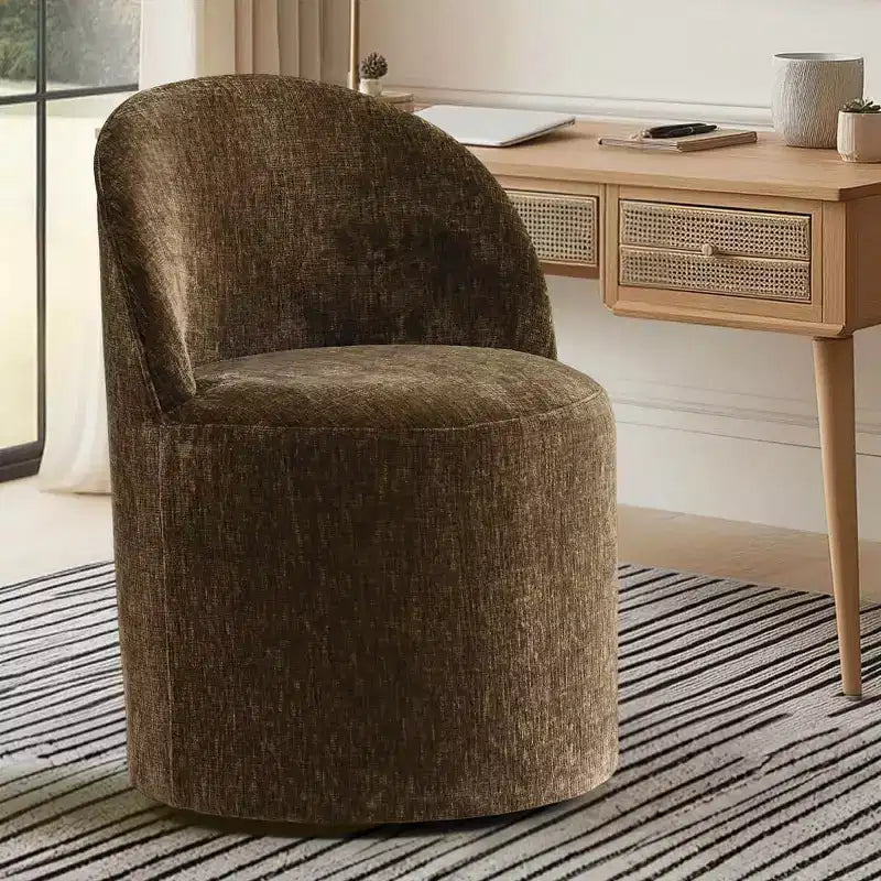 Poltrona girevole accent in ciniglia senza braccioli con rotelle – Beige / Nero / Brie / Marrone / Verde oliva, Posti a sedere 1
