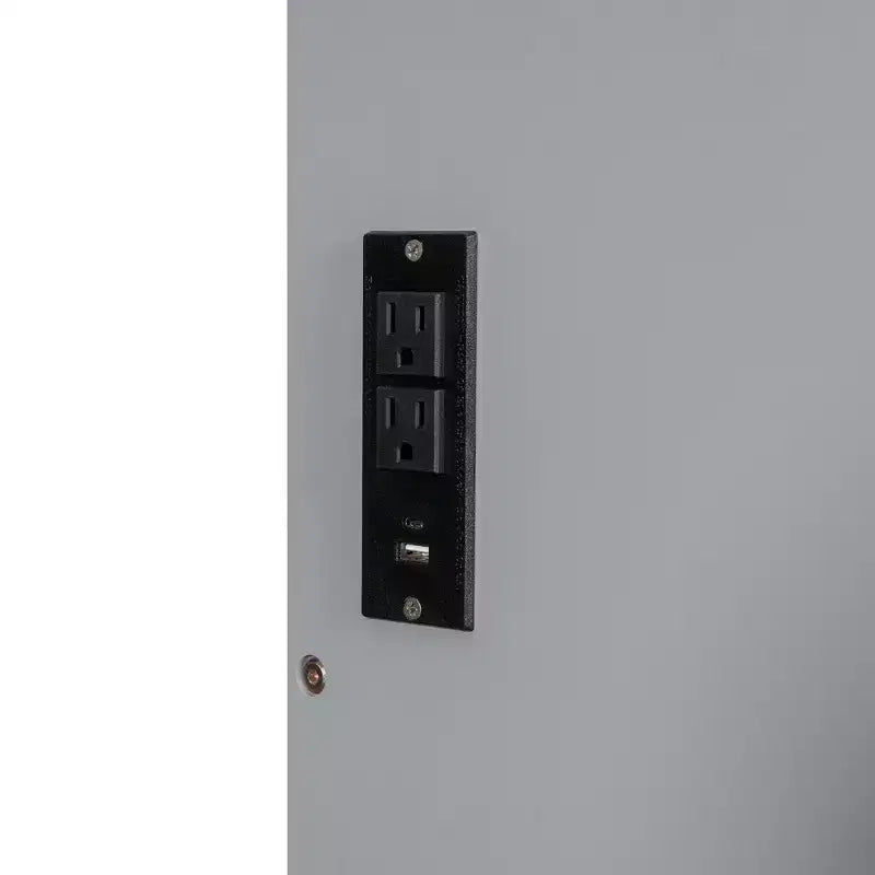 Letto a scomparsa matrimoniale Queen grigio/bianco con prese di corrente e porte USB, si ripiega piatto, per 2 persone