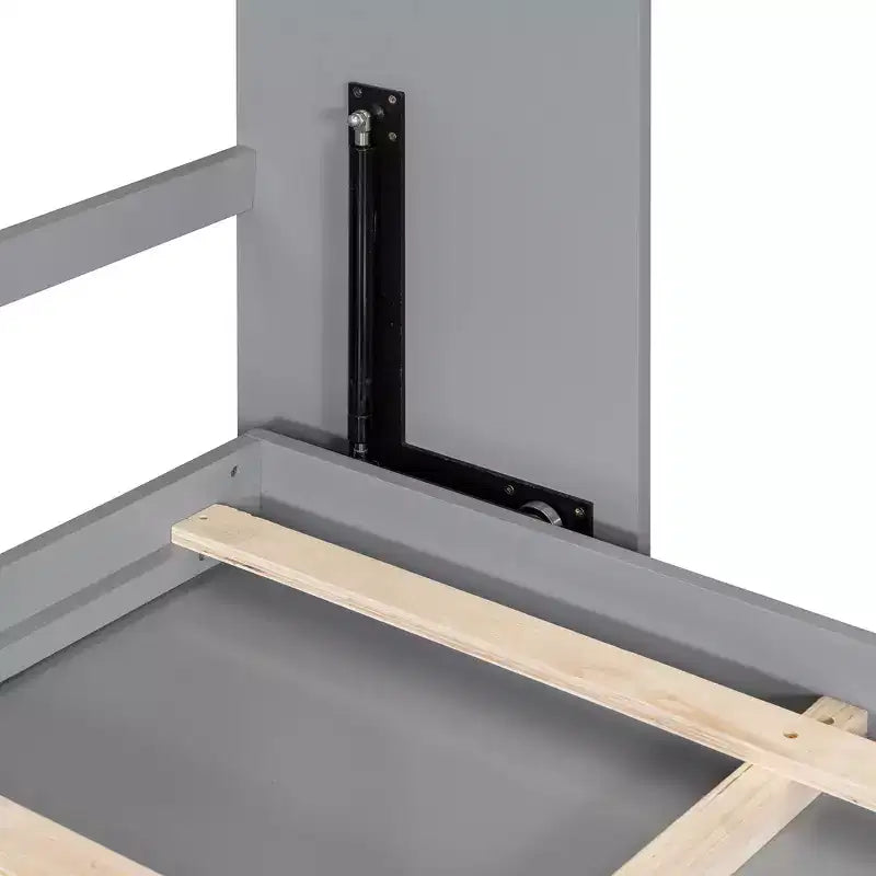 Letto a scomparsa matrimoniale Queen grigio/bianco con prese di corrente e porte USB, si ripiega piatto, per 2 persone