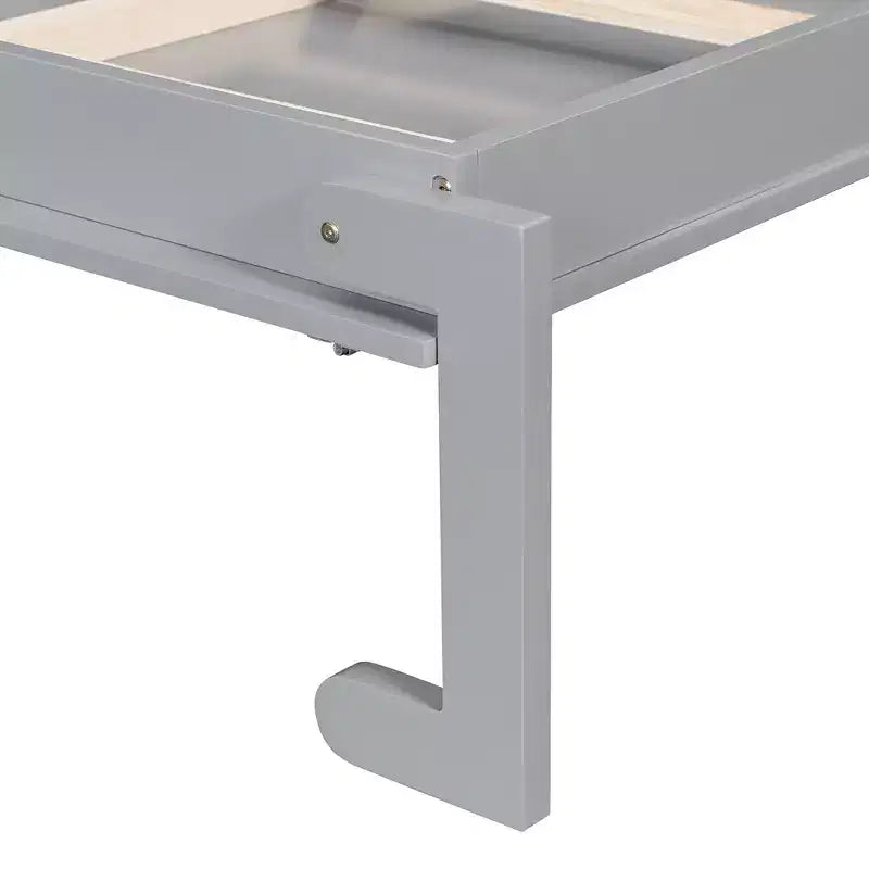 Letto a scomparsa matrimoniale Queen grigio/bianco con prese di corrente e porte USB, si ripiega piatto, per 2 persone