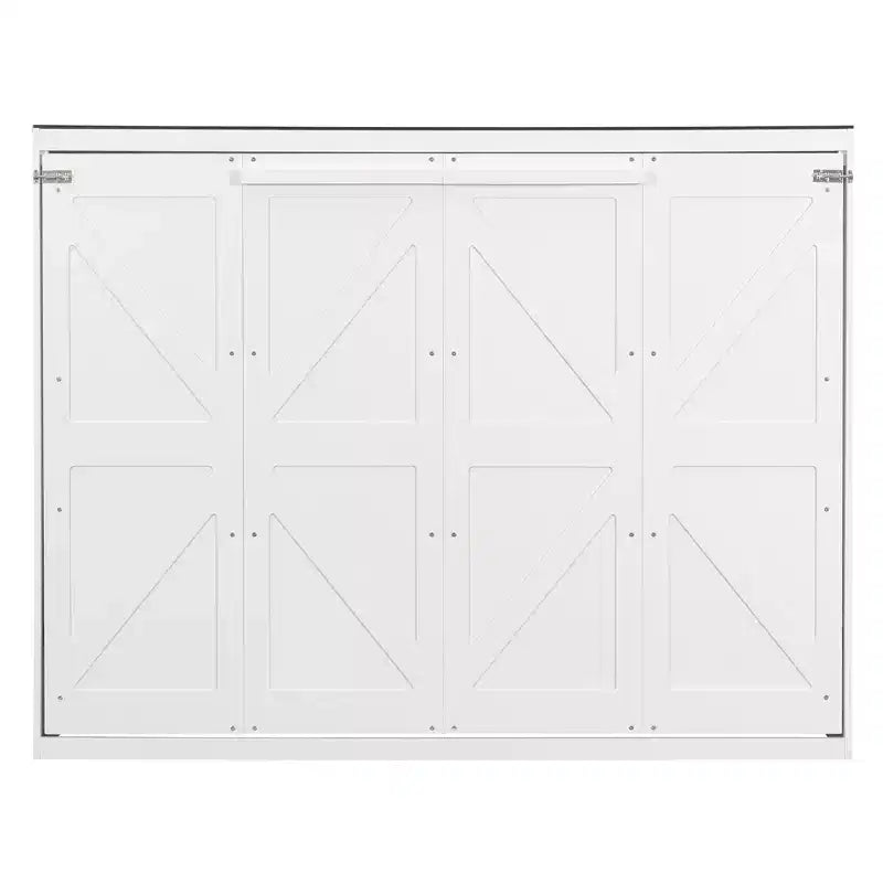 Letto a scomparsa matrimoniale Queen grigio/bianco con prese di corrente e porte USB, si ripiega piatto, per 2 persone