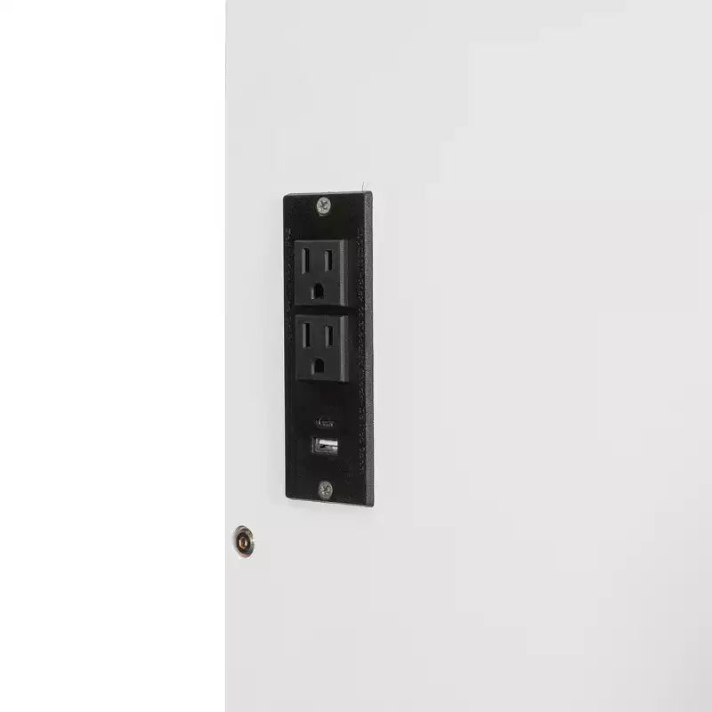 Letto a scomparsa matrimoniale Queen grigio/bianco con prese di corrente e porte USB, si ripiega piatto, per 2 persone