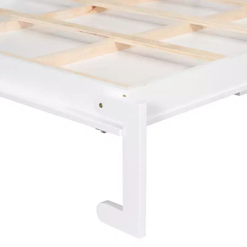 Letto a scomparsa matrimoniale Queen grigio/bianco con prese di corrente e porte USB, si ripiega piatto, per 2 persone