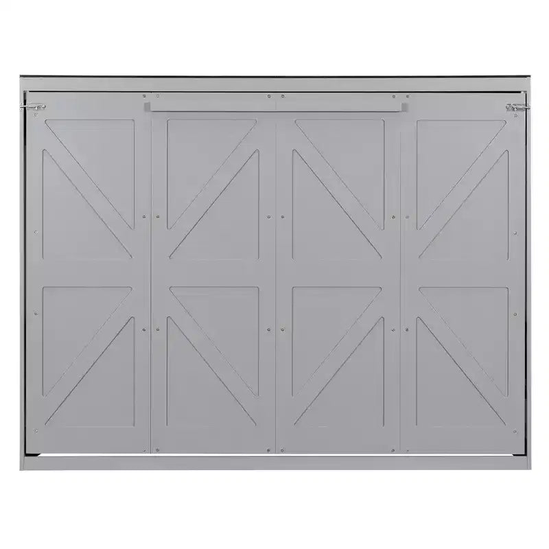 Letto a scomparsa matrimoniale Queen grigio/bianco con prese di corrente e porte USB, si ripiega piatto, per 2 persone