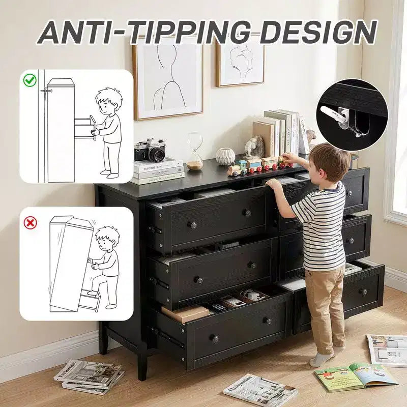 Mobiletto contenitore bianco con 6 cassetti da 47", design con cornice, montaggio a 2 persone