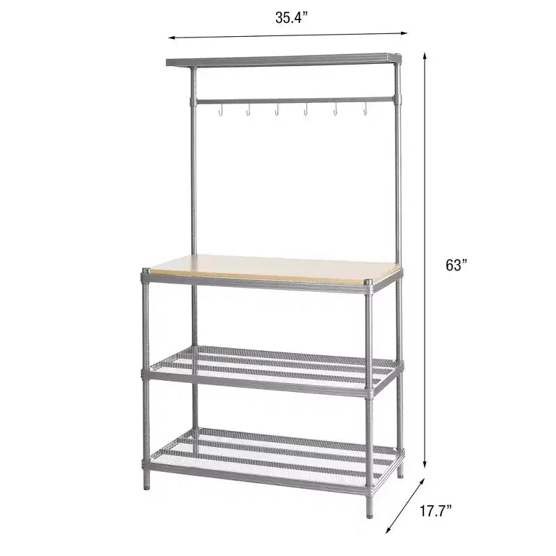 Scaffale a 3 ripiani in rete metallica nero/verde salvia/argento/bianco – Montaggio singolo