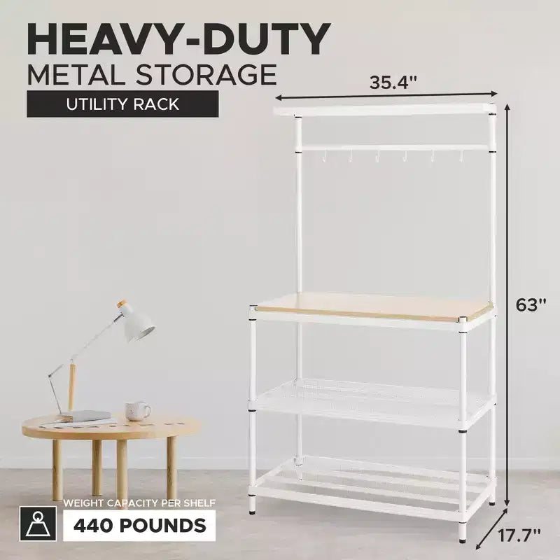 Scaffale a 3 ripiani in rete metallica nero/verde salvia/argento/bianco – Montaggio singolo