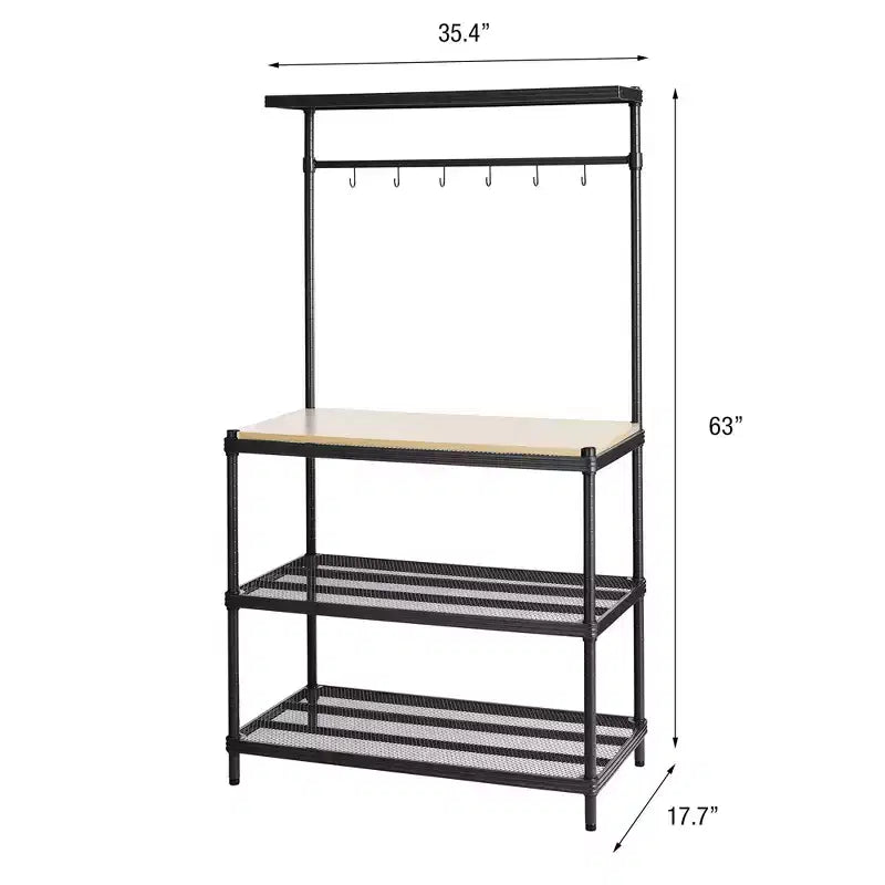 Scaffale a 3 ripiani in rete metallica nero/verde salvia/argento/bianco – Montaggio singolo