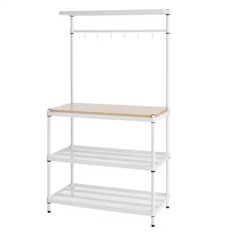 Scaffale a 3 ripiani in rete metallica nero/verde salvia/argento/bianco – Montaggio singolo