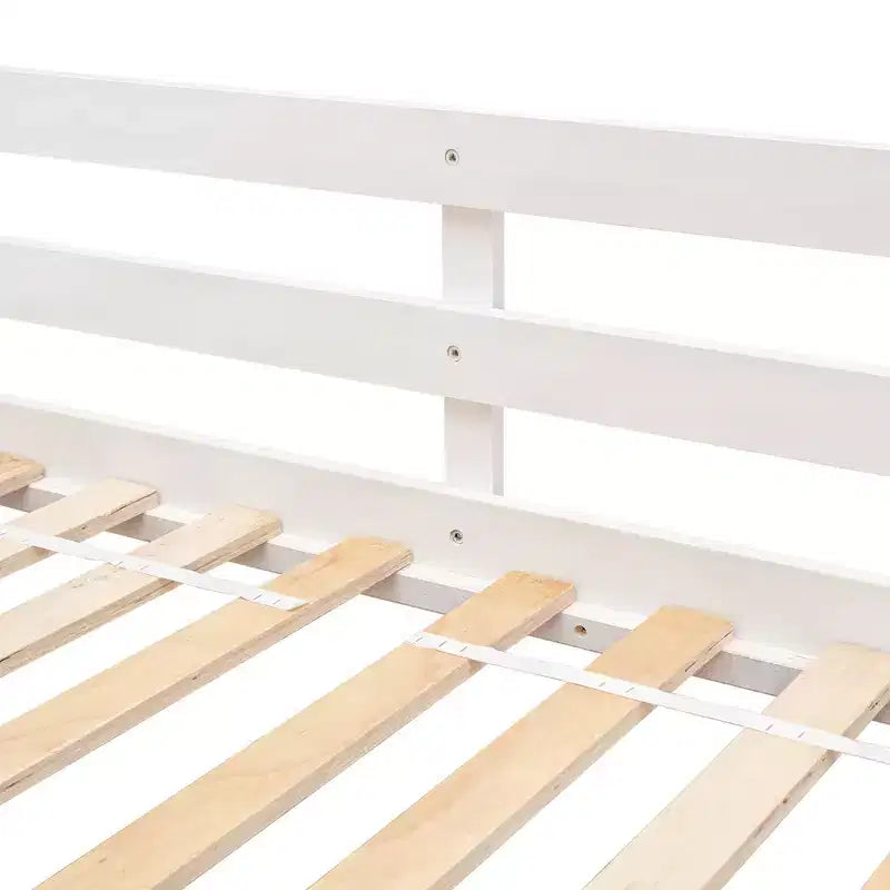 Letto a soppalco a forma di casetta grigio/bianco/bianco e rosa con scala e ringhiere – Singolo, 1 bambino