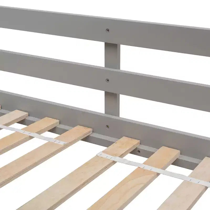 Letto a soppalco a forma di casetta grigio/bianco/bianco e rosa con scala e ringhiere – Singolo, 1 bambino