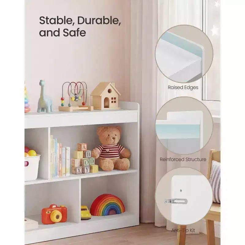 Scaffale portagiochi per bambini faggio beige/bianco nuvola – Scaffale Montessori a 5 scomparti, per bambini da 1 anno in su