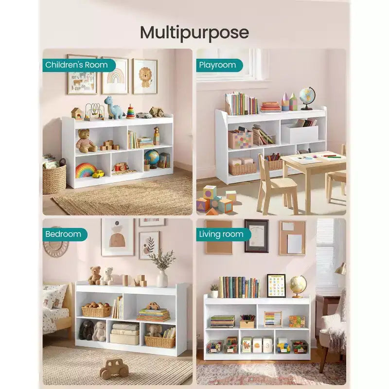 Scaffale portagiochi per bambini faggio beige/bianco nuvola – Scaffale Montessori a 5 scomparti, per bambini da 1 anno in su