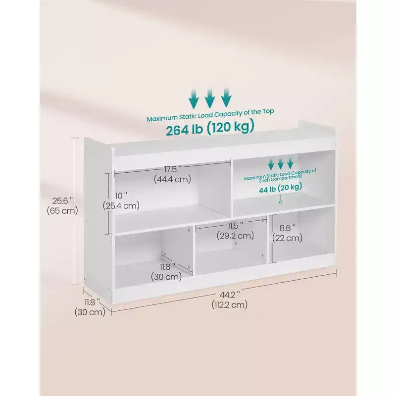 Scaffale portagiochi per bambini faggio beige/bianco nuvola – Scaffale Montessori a 5 scomparti, per bambini da 1 anno in su