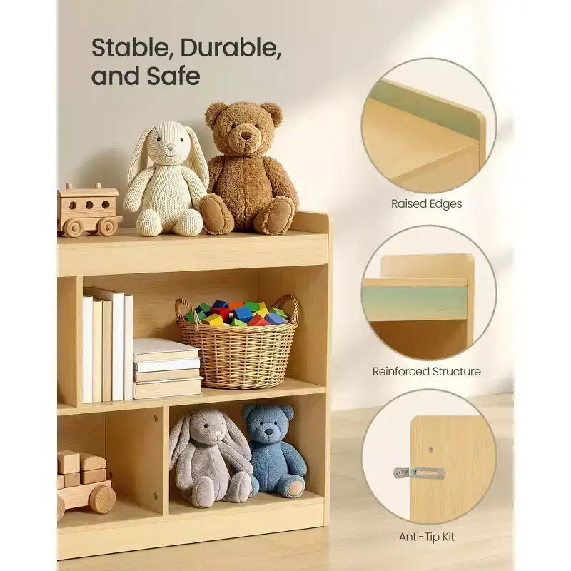 Scaffale portagiochi per bambini faggio beige/bianco nuvola – Scaffale Montessori a 5 scomparti, per bambini da 1 anno in su