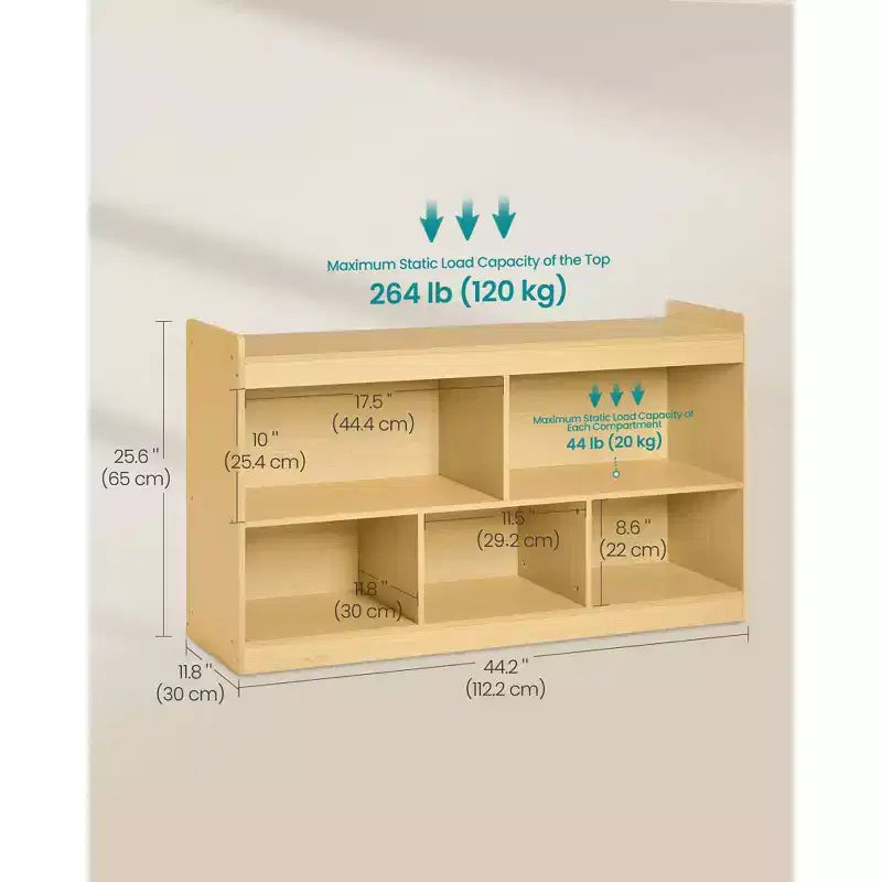 Scaffale portagiochi per bambini faggio beige/bianco nuvola – Scaffale Montessori a 5 scomparti, per bambini da 1 anno in su