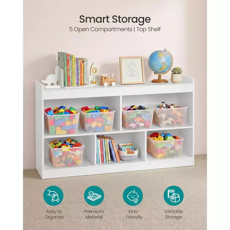 Scaffale portagiochi per bambini faggio beige/bianco nuvola – Scaffale Montessori a 5 scomparti, per bambini da 1 anno in su